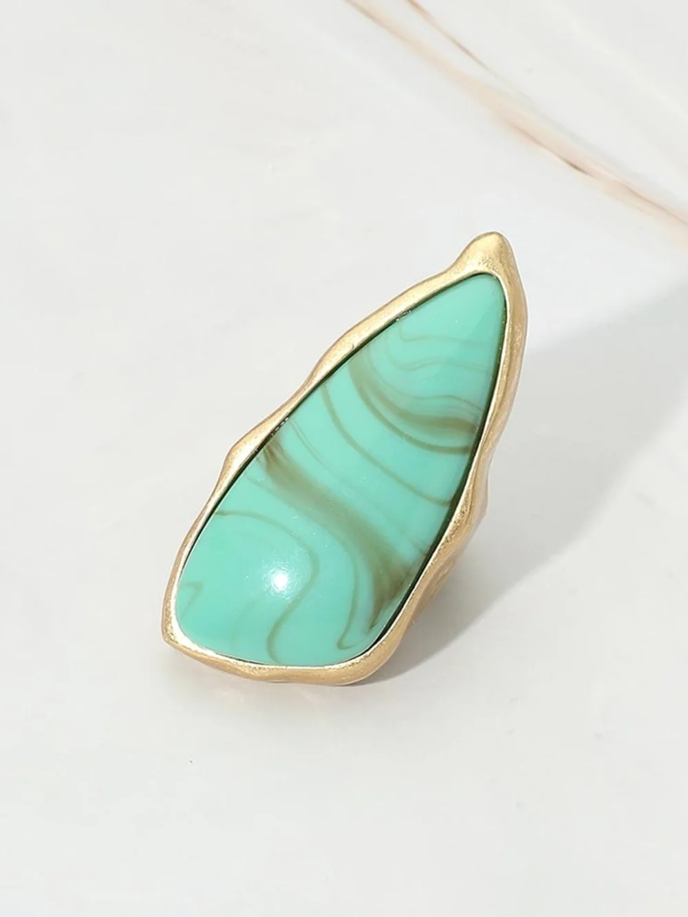 Turquoise Natural Stone Gold Ring Trendy Stretch Fashion Jewelry Statement Ring
